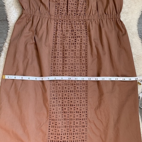 J. Crew Tan Summer Spaghetti Strap Eyelet Dress Size Medium - Picture 15 of 17